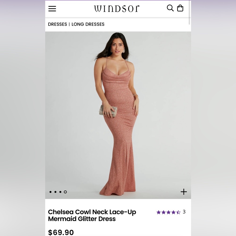 NWT Windsor Chelsea Cowl Neck Lace Up Mermaid Glitter Dress size: S